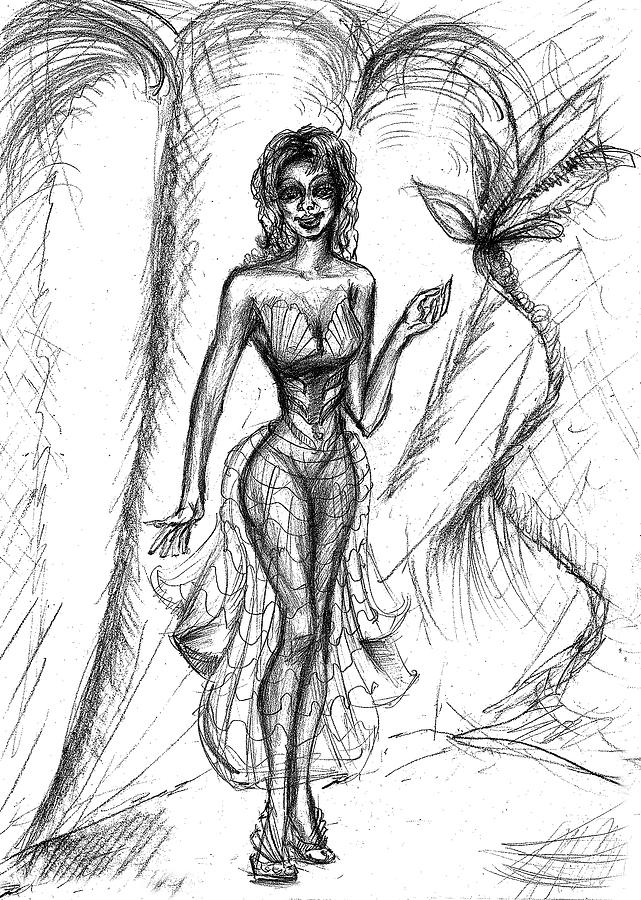 Chic Mermaid  Drawing by Yelena Rubin