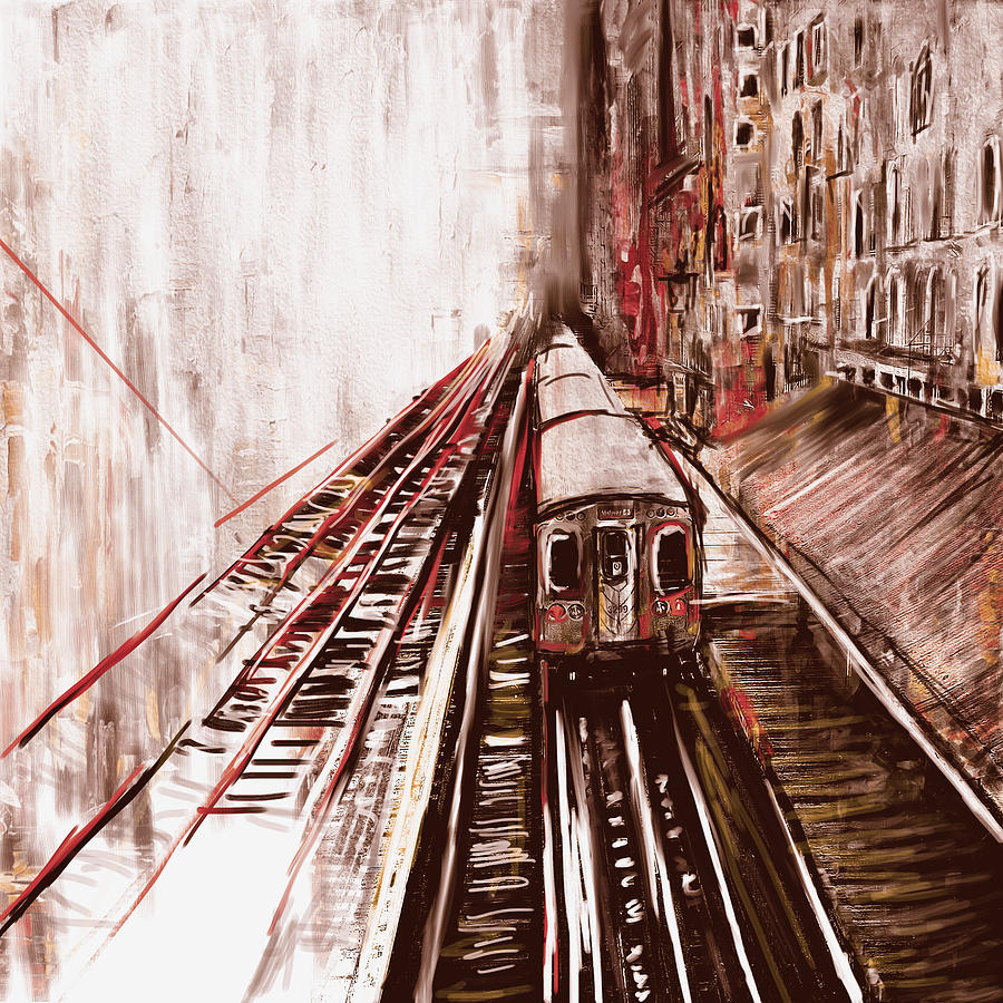 New York Skyline Painting - Chicago 214 3 by Mawra Tahreem New York Skyline Painting - Chicago 214 3 by Mawra Tahreem