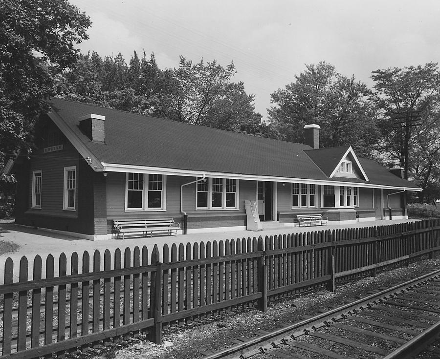 Chicago and North Western Depot at Norwood Park - 1960 Photograph by Chicago and North Western Historical Society