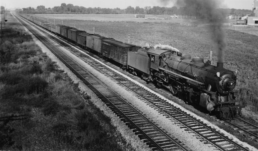 Railway Engine Hauls Freight in Iowa - 1931 Photograph by Chicago and North Western Historical Society