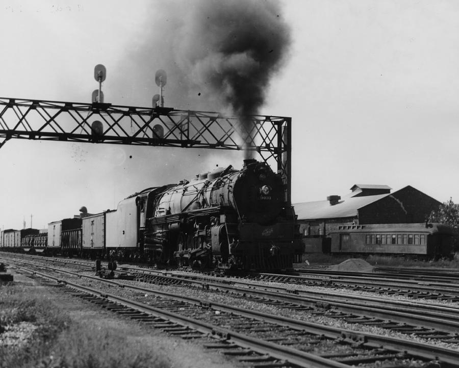 Steam Engine Hauls Freight in Illinois - 1948 Photograph by Chicago and North Western Historical Society