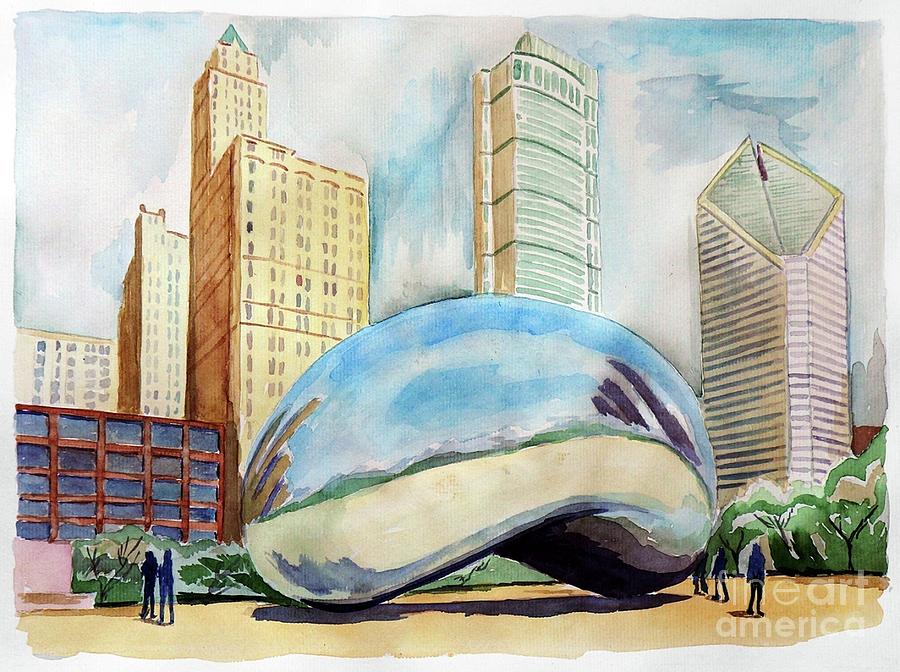 Chicago Bean Drawing by Askold Malik | Pixels