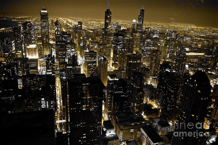 Chicago Black and Yellow Skyline Photograph by Debra Banks