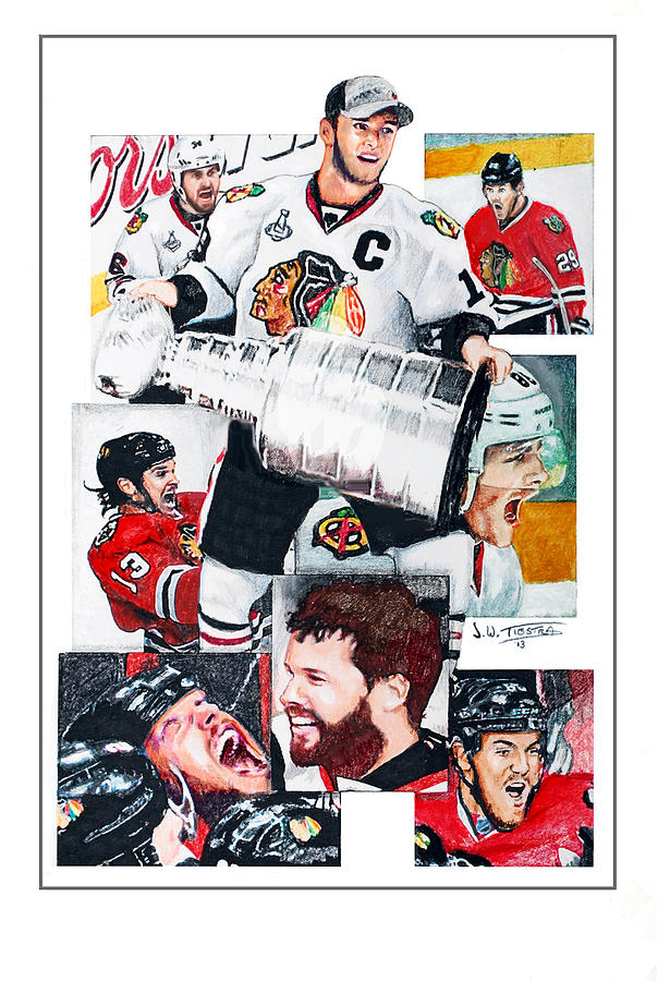 Jonathan Toews Drawing - Chicago Blackhawks 2013 Faces of Victory by Jerry Tibstra
