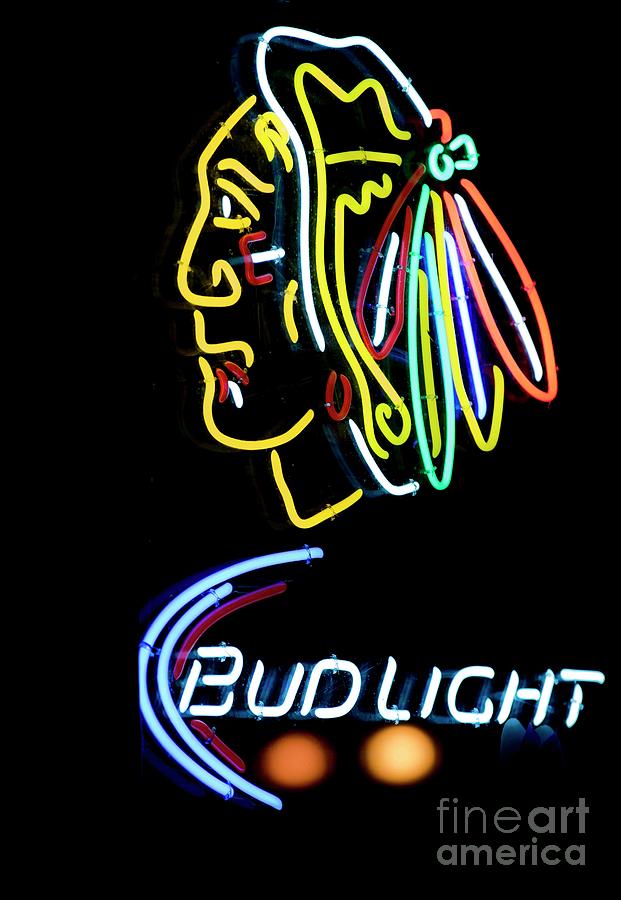 Chicago Blackhawks - neon Photograph by David Bearden