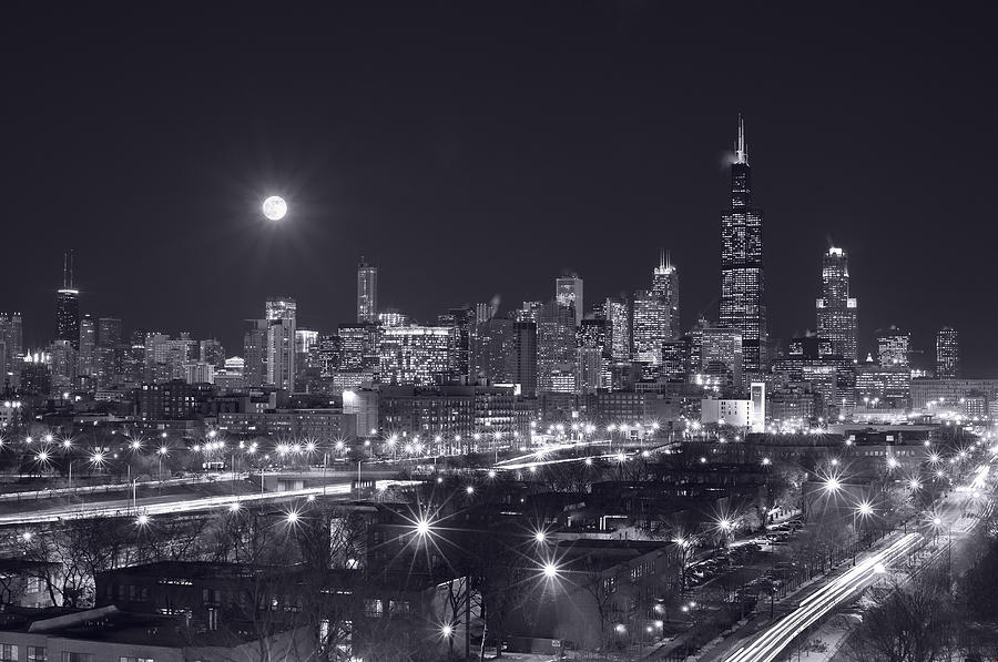 Chicago By Night Photograph by Steve Gadomski