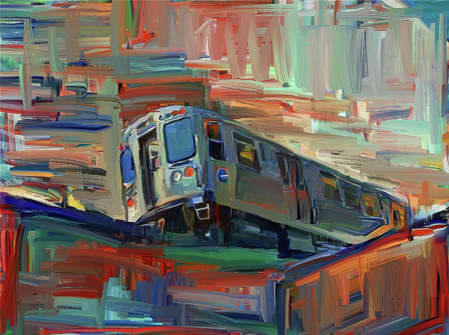 Chicago city train Digital Art by Yury Malkov