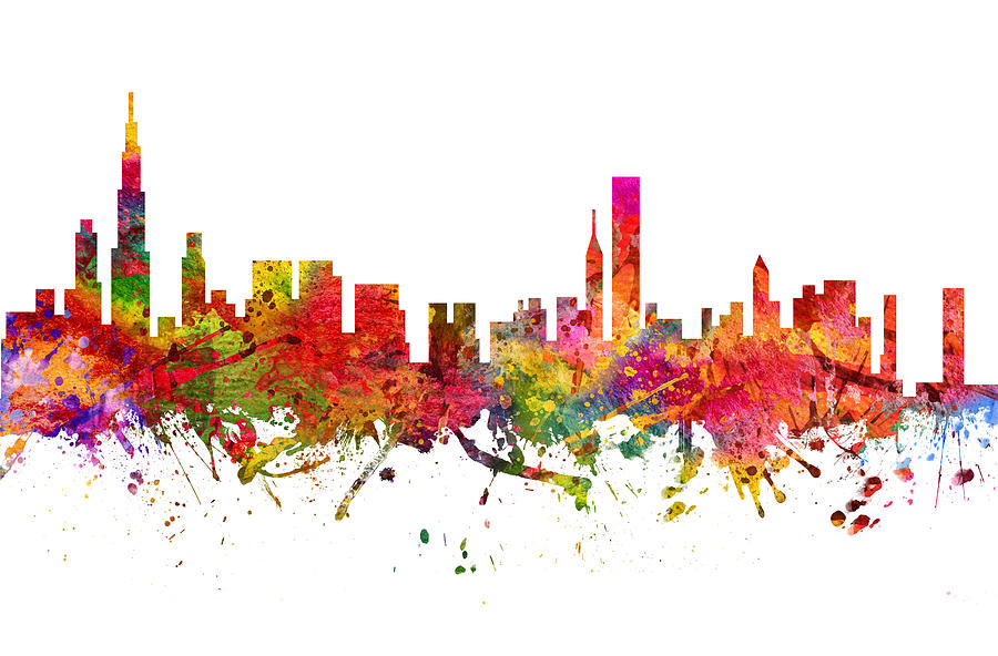 Chicago Drawing - Chicago Cityscape 08 by Aged Pixel