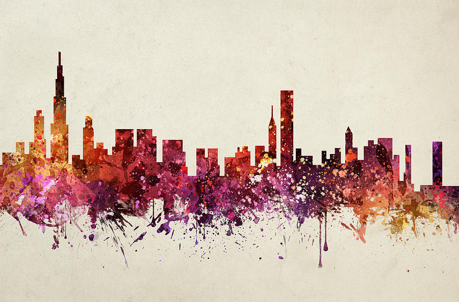 Chicago Drawing - Chicago Cityscape 09 by Aged Pixel