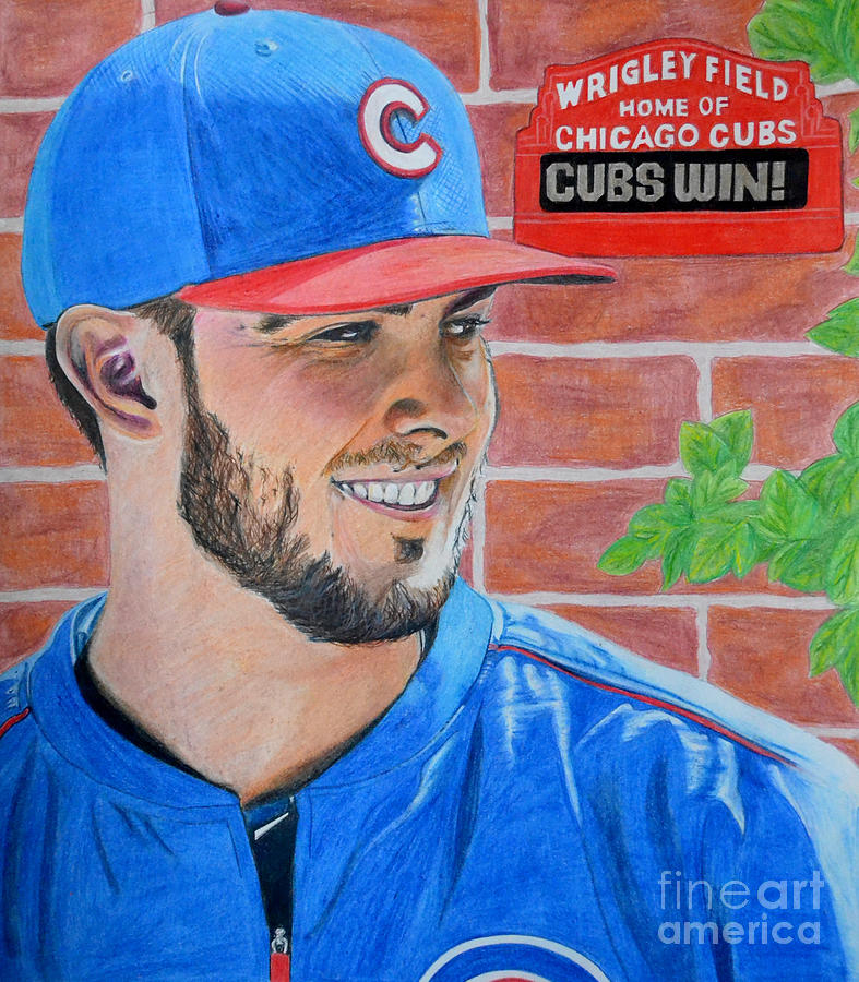 Chicago Cubs Kris Bryant Portrait Drawing by Melissa Jacobsen
