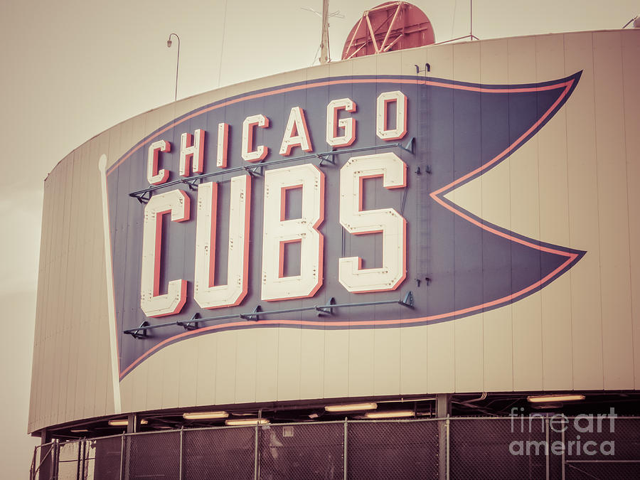 Chicago Cubs Photograph - Chicago Cubs Sign Vintage Picture by Paul Velgos