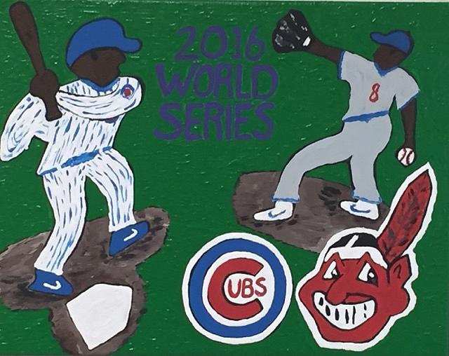 2016 Painting - Chicago Cubs versus The Cleveland Indians World Series. by Jonathon Hansen