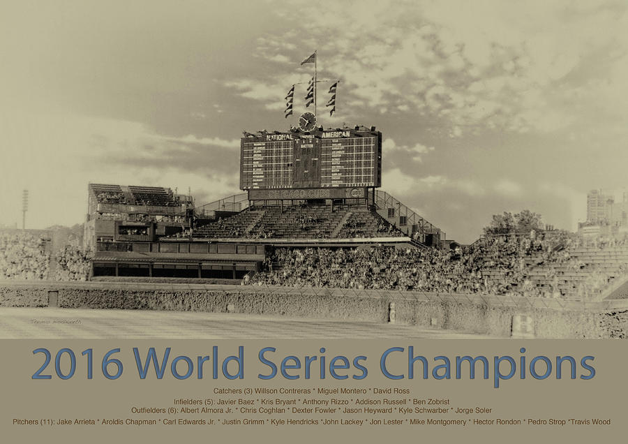 Chicago Cubs World Series Scoreboard In Heirloom Photograph by Thomas Woolworth