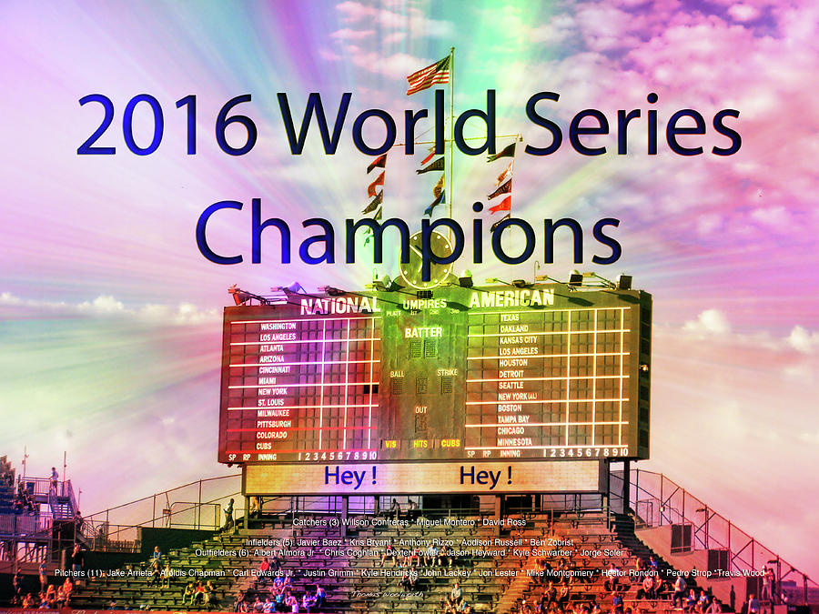 Chicago Cubs World Series Scoreboard Rainbow Photograph by Thomas Woolworth