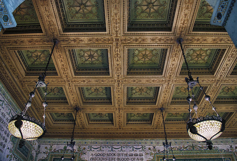 Chicago Photograph - Chicago Cultural Center Staircase Ceiling by Thomas Woolworth