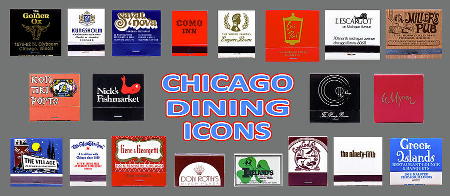Chicago Dining Icons Horizontal Grey Background Photograph by Ira Marcus