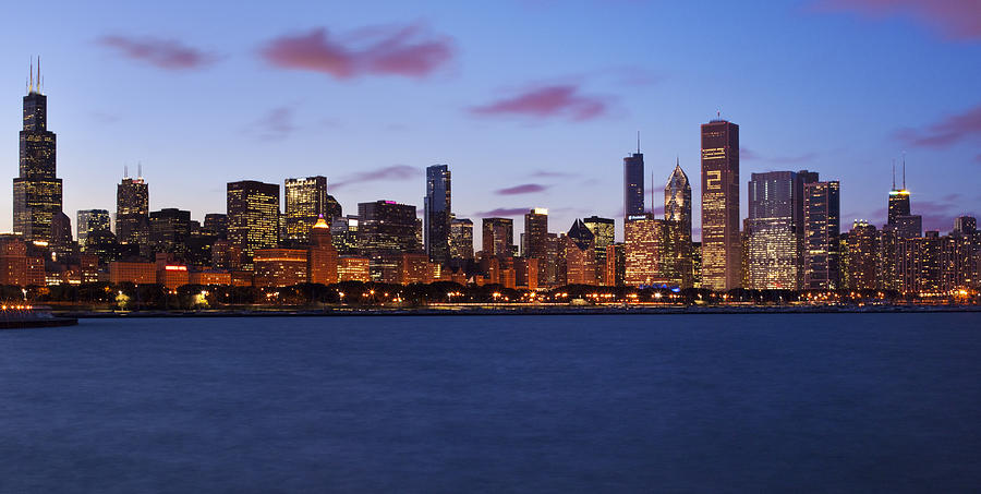 Chicago Photograph - Chicago Evening Skyline by Donald Schwartz