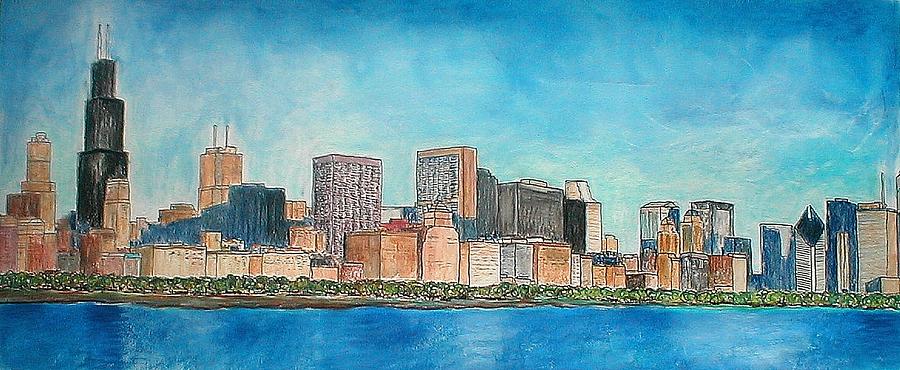 Chicago Drawing - Chicago from the Adler Planetarium by Jacob Stempky