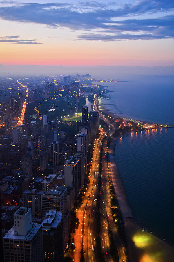 Chicago Gold Coast Night Portrait Photograph by Kyle Hanson