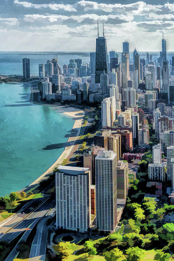 Chicago Gold Coast Skyline Painting by Christopher Arndt