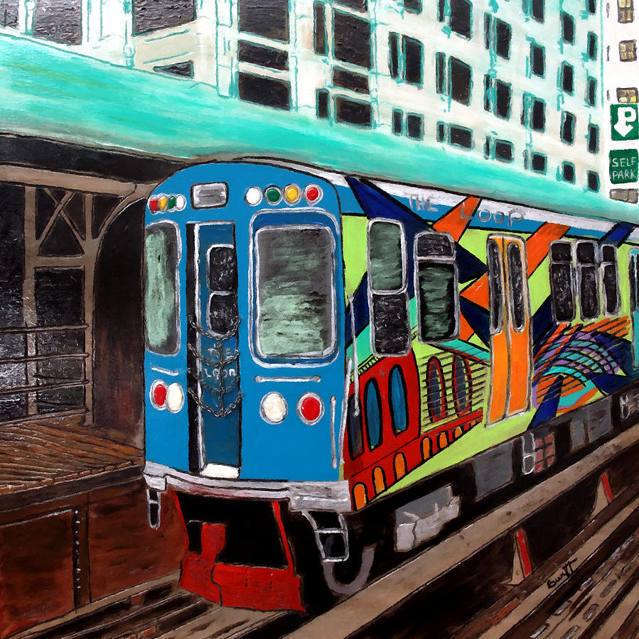 Chicago Graffiti Train Painting by Char Swift
