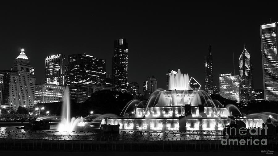 Chicago Grant Park Grayscale Photograph by Jennifer White
