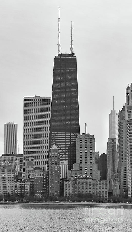 Chicago Hancock Black And White Photograph