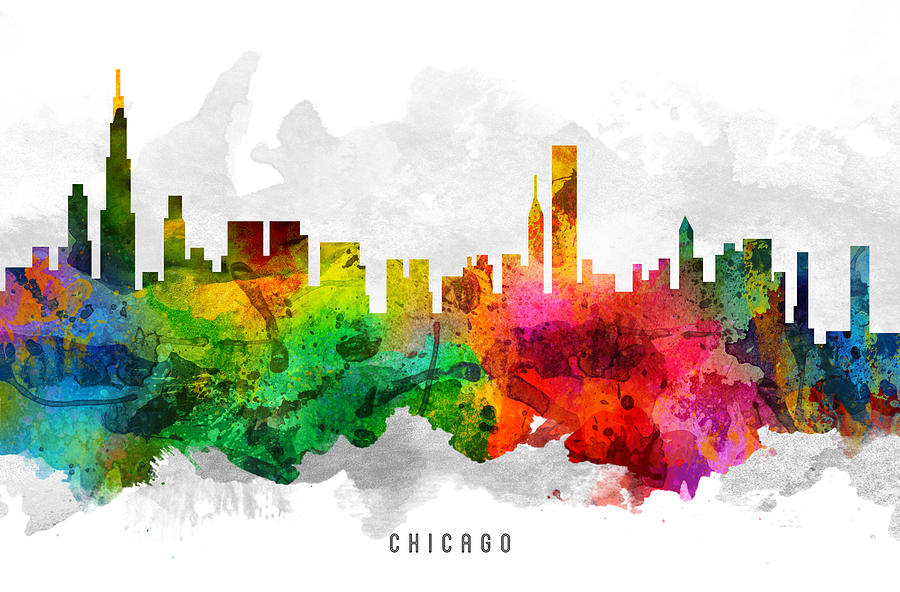 Chicago Painting - Chicago Illinois Cityscape 12 by Aged Pixel