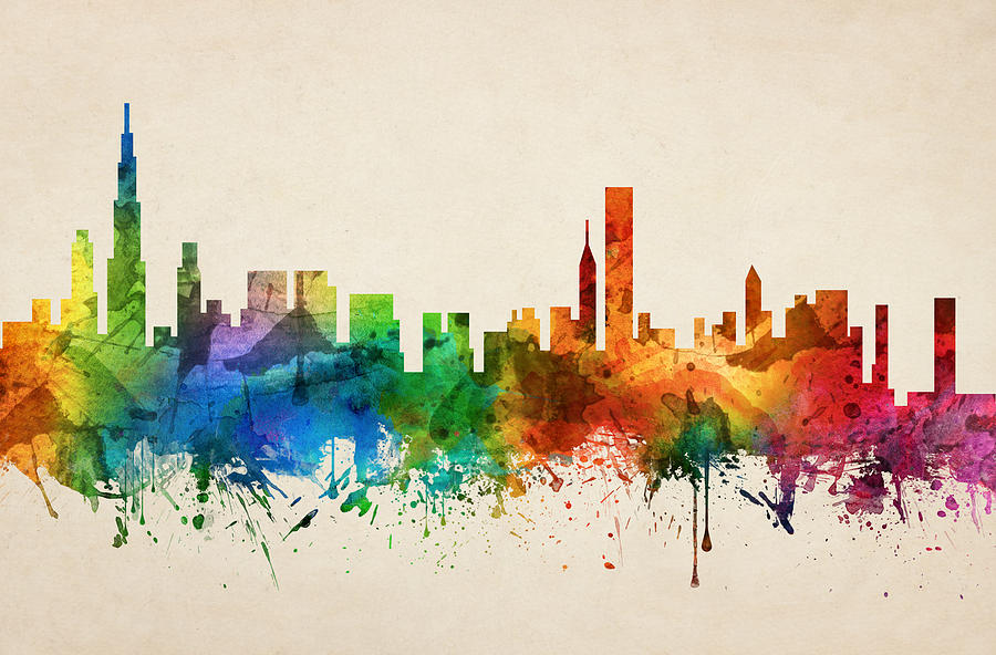Chicago Painting - Chicago Illinois Skyline 05 by Aged Pixel