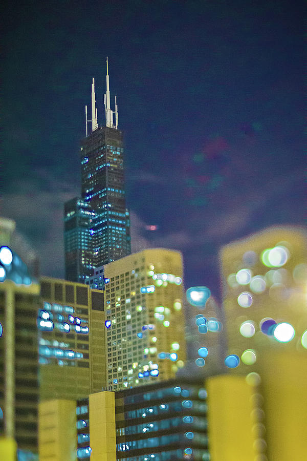 Chicago Illinois Skyline Downtown With Willis Tower Tilt Shift E Photograph by Alex Grichenko