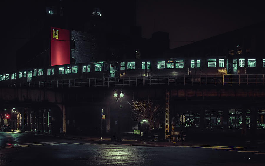 Chicago L at Night Photograph by Nisah Cheatham