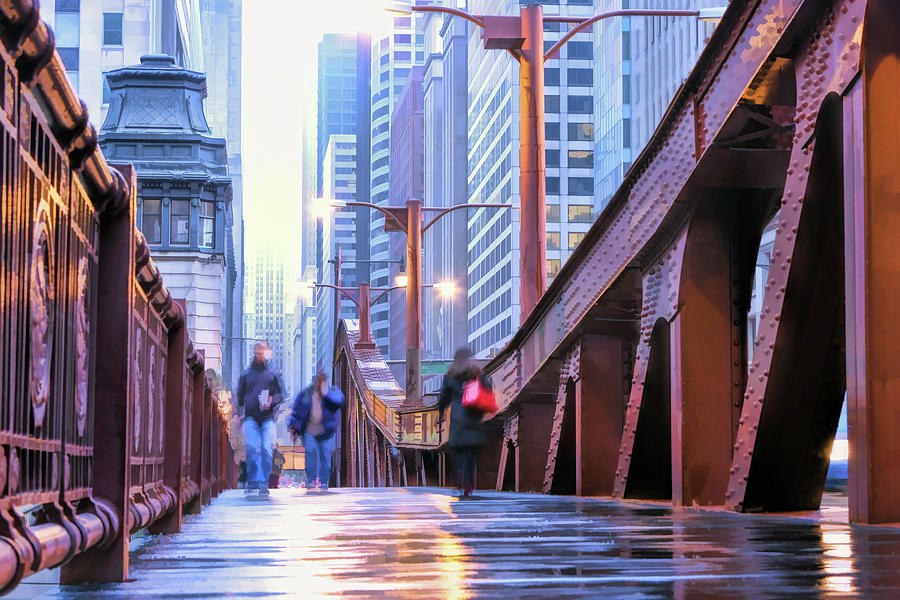 Chicago LaSalle Street Bridge Painting by Christopher Arndt