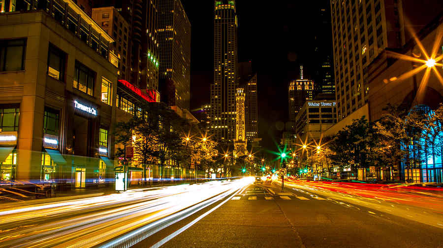 Chicago Magnificent Mile At Night Photograph by Lev Kaytsner