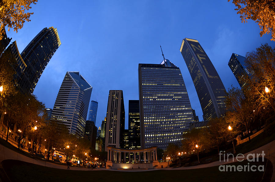 Chicago Night Buildings NFL Draft 2015 Photograph by Lane Erickson