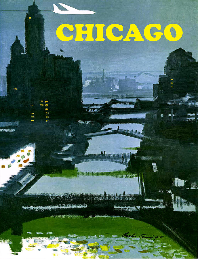 Chicago night Painting by Long Shot