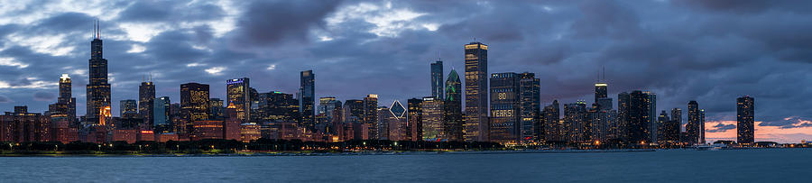 Chicago Night Skyline Photograph by Ryan Heffron