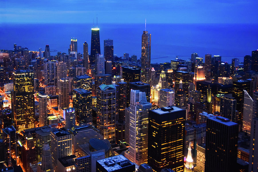 Chicago Nighttime Skyline Photograph by Kyle Hanson