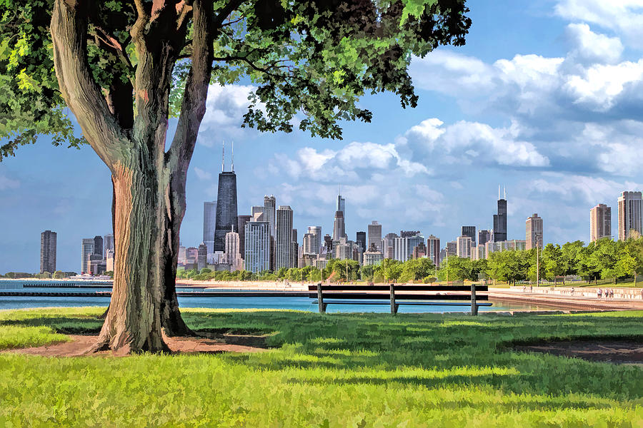 Chicago Painting - Chicago North Skyline Park by Christopher Arndt