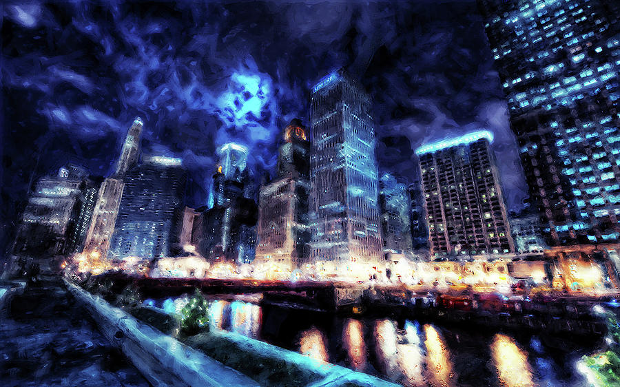 Chicago Panorama - 06 Painting by AM FineArtPrints