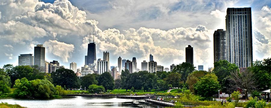 Chicago Skyline With Cubs World Series T-Shirt by Panoramic Images - Pixels