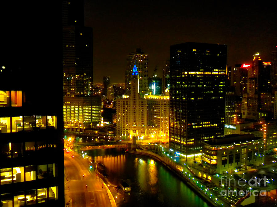Chicago River 2 a.m. Photograph by Nigel Fletcher-Jones