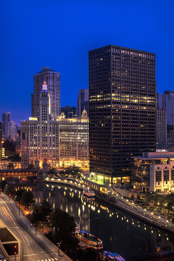 Chicago River at Twilight Photograph by Andrew Soundarajan