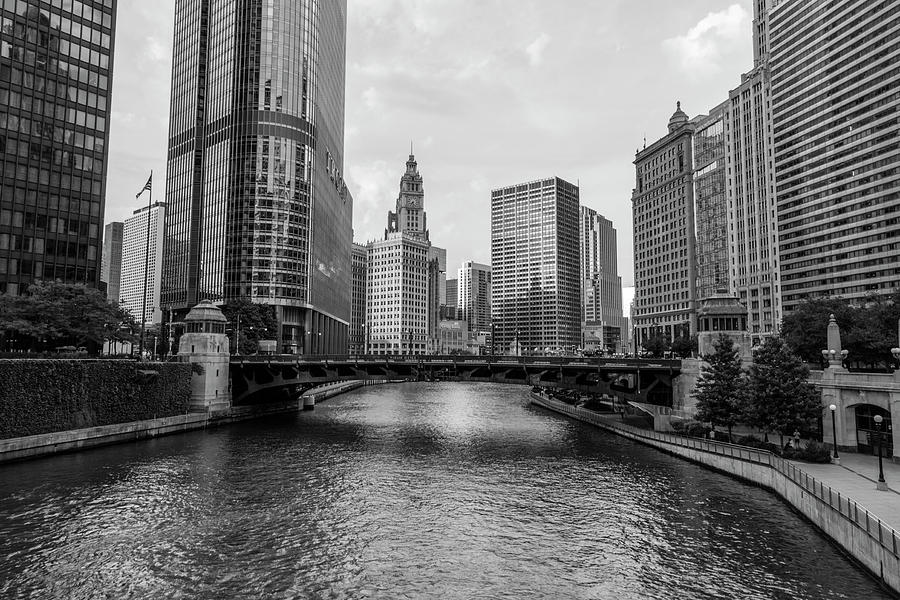 Chicago River Black and White  Photograph by John McGraw