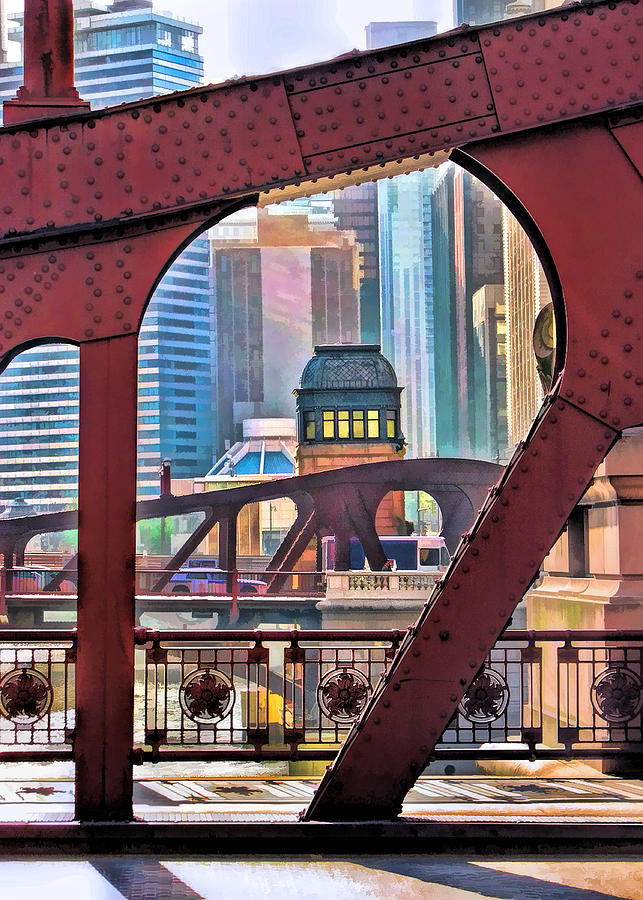 Chicago River Bridge Framed Painting by Christopher Arndt