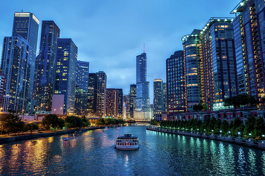 Chicago River Sunset Photograph by Mountain Dreams