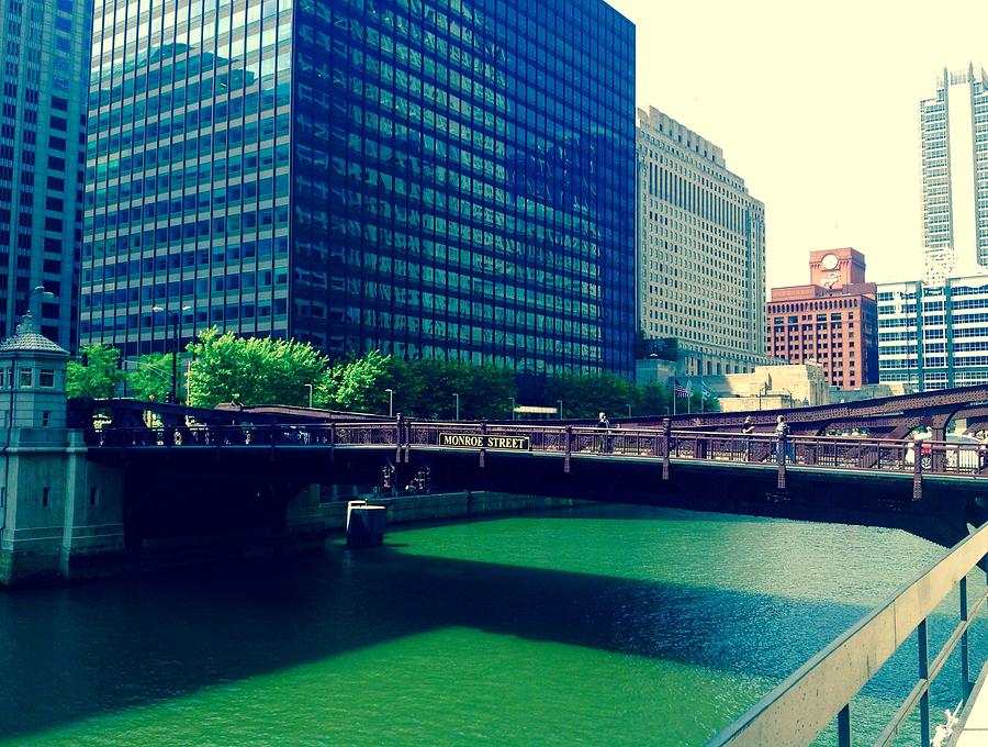 Chicago River Turned Green Photograph by Jacqueline Manos