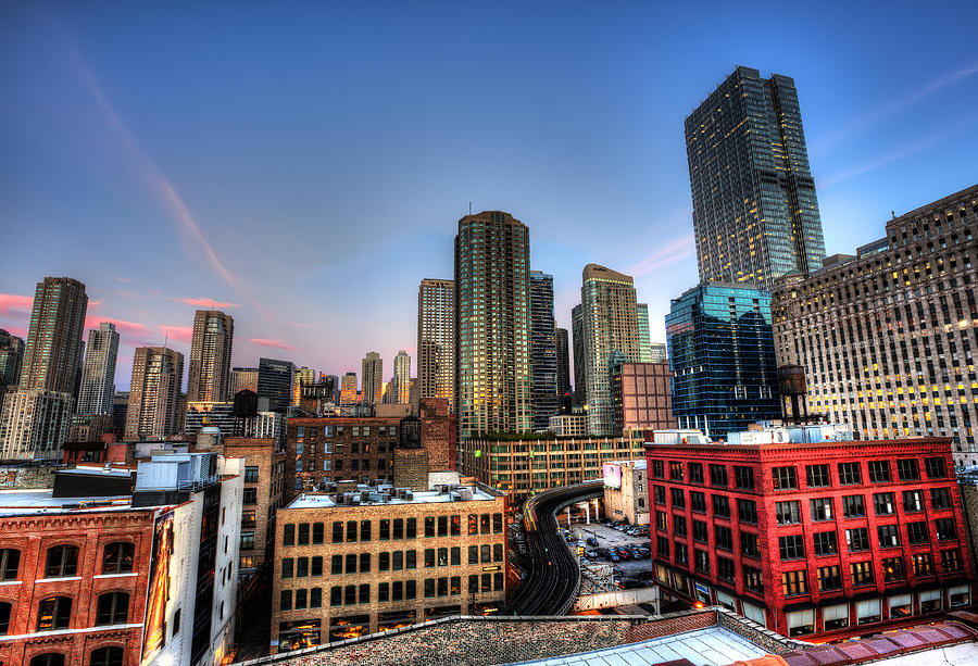 Chicago Rooftop and Sunset Photograph by Shawn Everhart