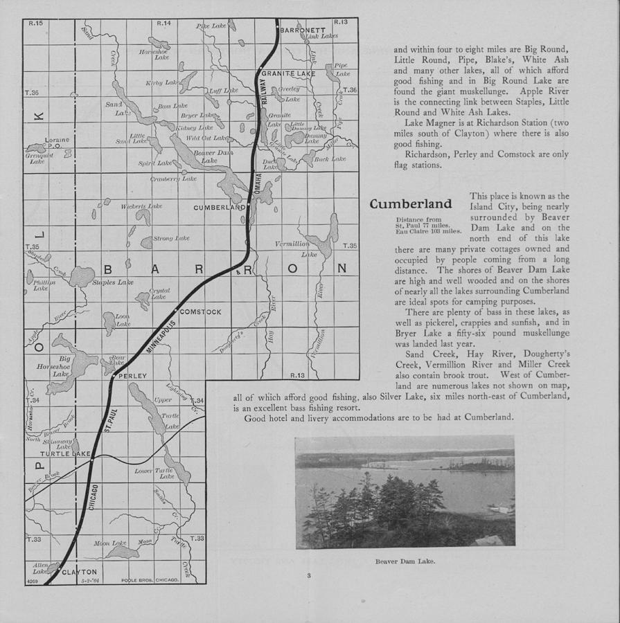 Omaha Road Map of Northern Wisconsin - Cumberland Area Photograph by Chicago and North Western Historical Society