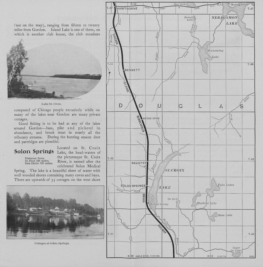 Omaha Road Photos and Map of Solon Springs Photograph by Chicago and North Western Historical Society
