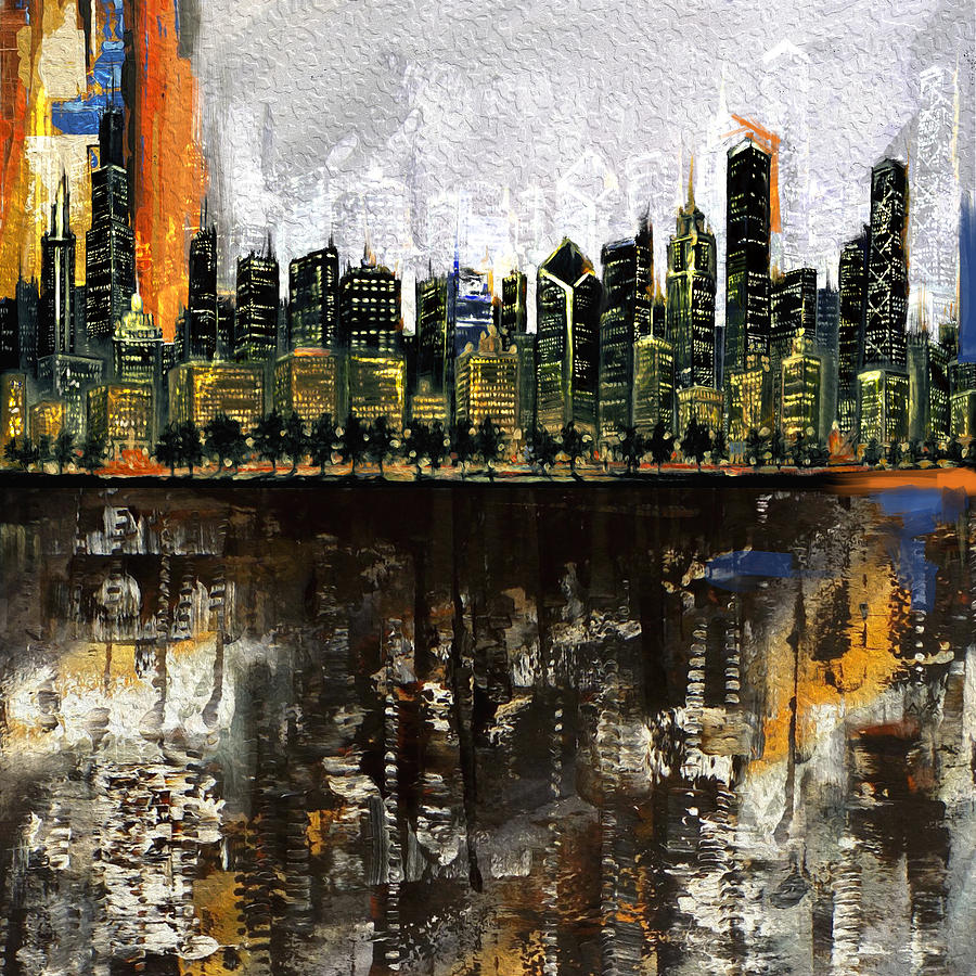 Chicago Skyline 201 1  Painting by Mawra Tahreem